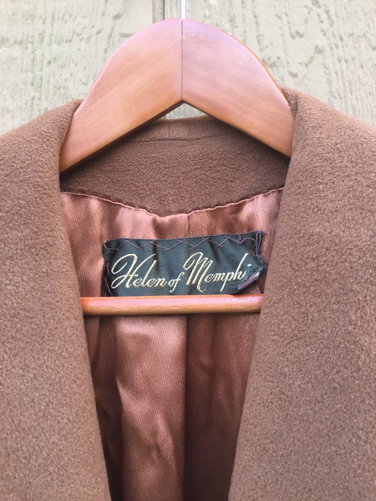 Helen of Memphis Vintage 100% Cashmere XL Long Coat Buttonless Style Brown Lined