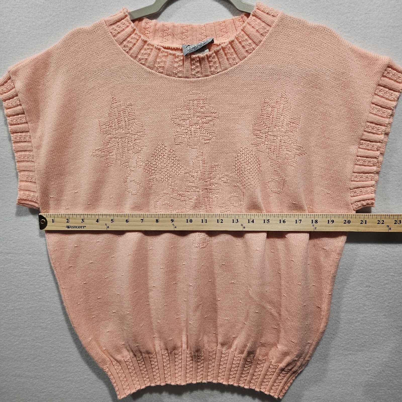 Vintage Adele Knitwear Pink Floral Pullover Vest Sweater Small Medium Made USA