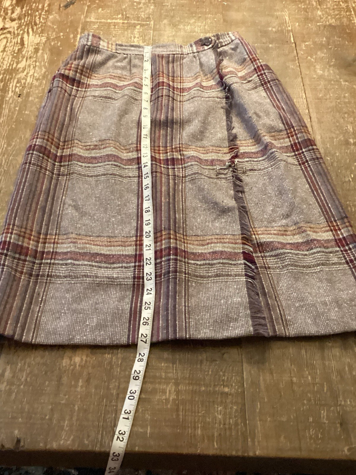 Vintage College Town Union Made Wool Blend Skirt Brown Plaid Size XS USA