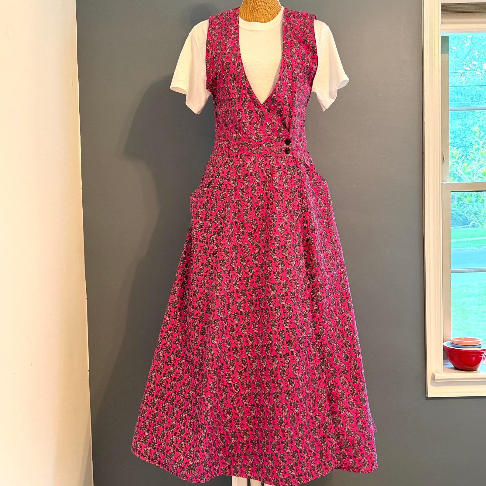 VTG Cambridge Dry Goods Wrap Maxi Dress 90s Granny Core Festival Cotton SIZE 8