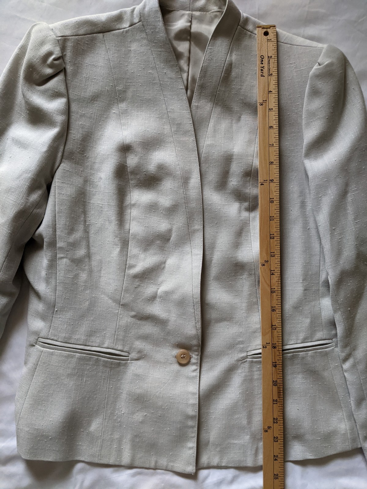 Vintage 80s Glorious Gals Gray Linen Look Blazer Skirt Suit 14 Career Office
