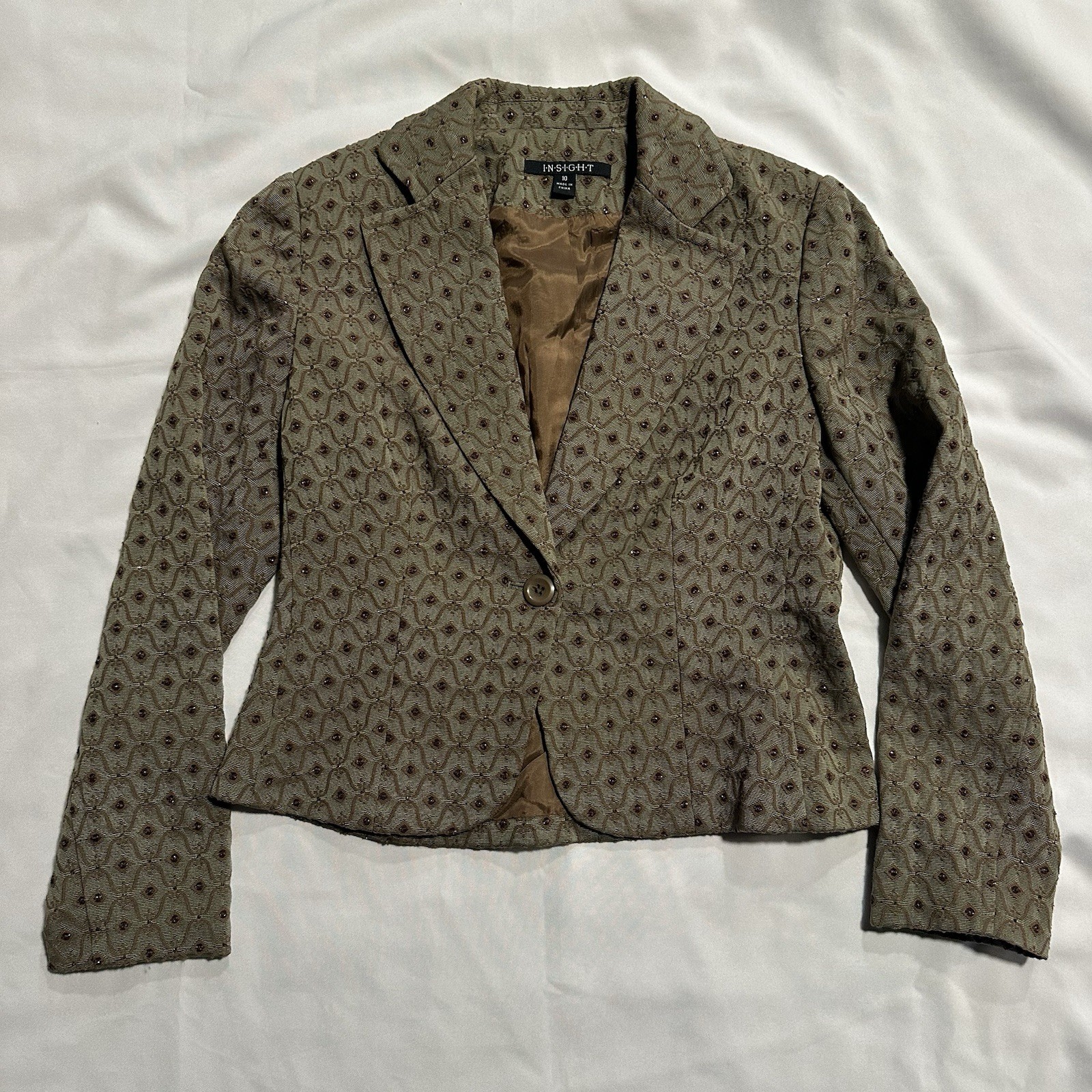 Vintage INSIGHT Patterned Blazer Size 10 Structured Career Jacket