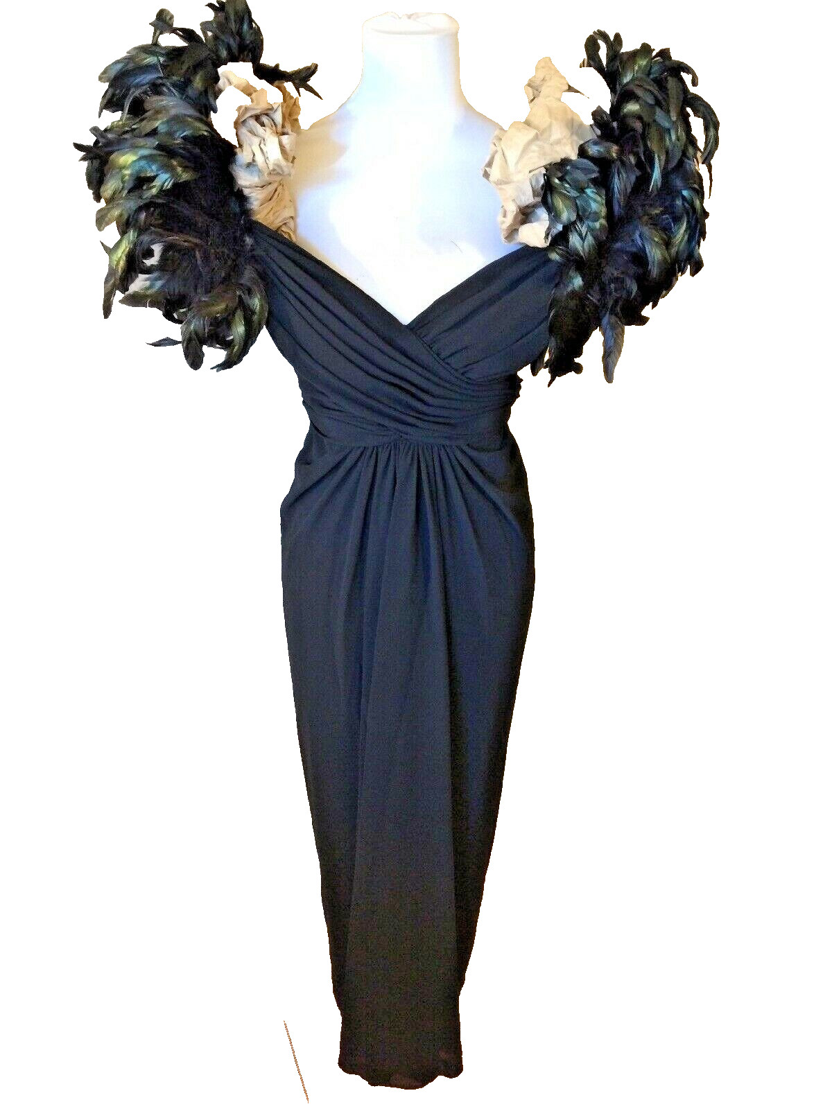 Vtg Lilli Diamond Glam Black Maxi Evening Gown Modern Tall Busty Medium