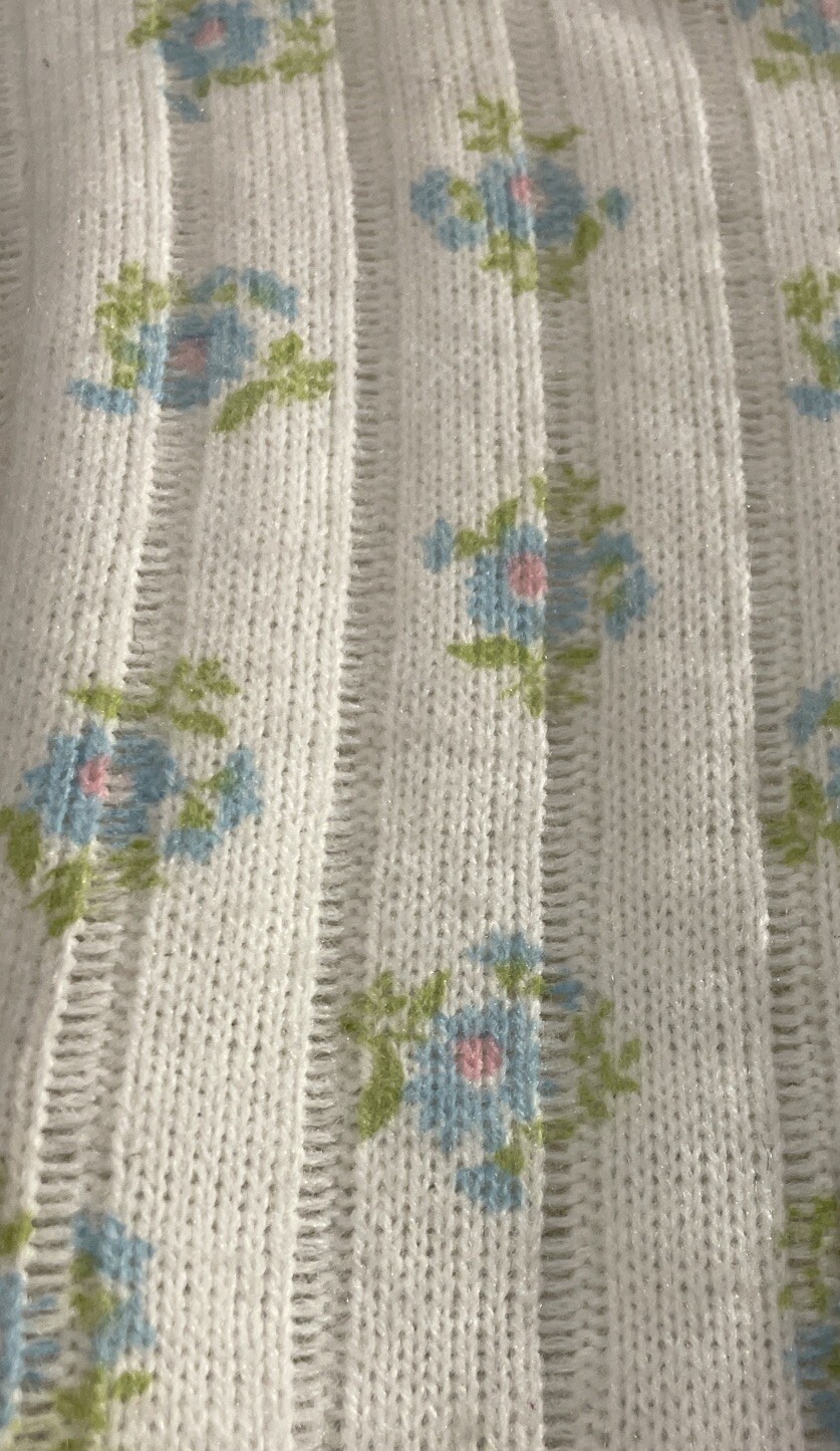 Vintage Ship ‘n Shore Short Sleeve Floral Knit Spring Sweater Sz 38, S/M
