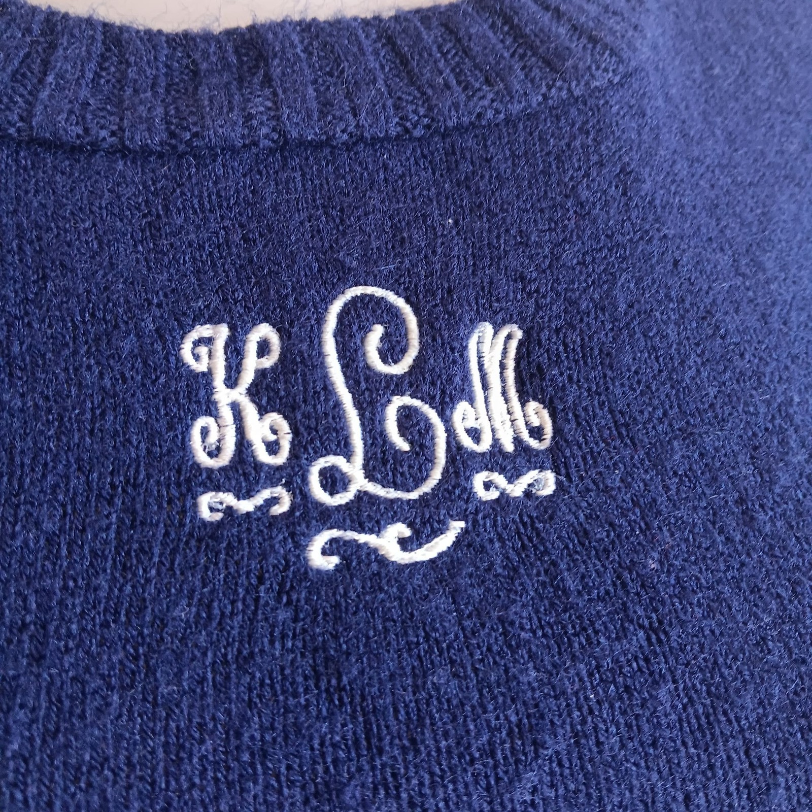 Crewneck Sweater Small Vintage 1970’s Buttery Blue KLM Embroidered Logo