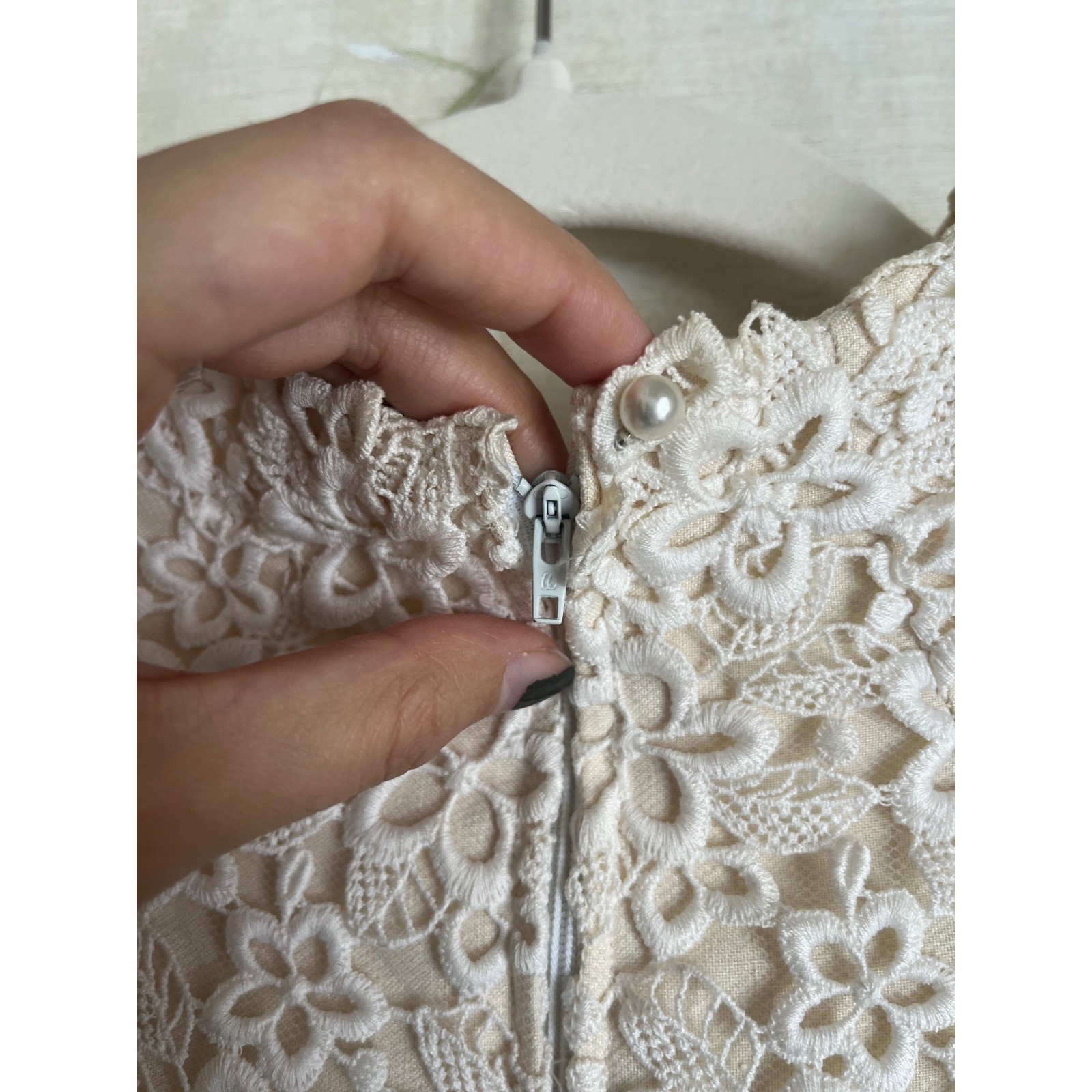 Vintage 60s Ivory Lace Raw Silk Wedding Gown Maxi Dress Empire Waist XS
