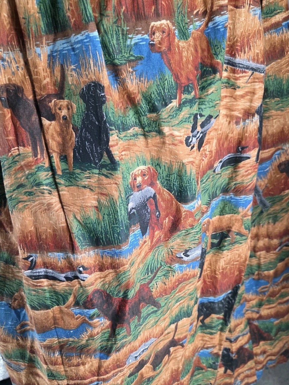 Bonjour Women’s Dress Small Vintage Boho Dog Huntin Print Overall Fit Flare