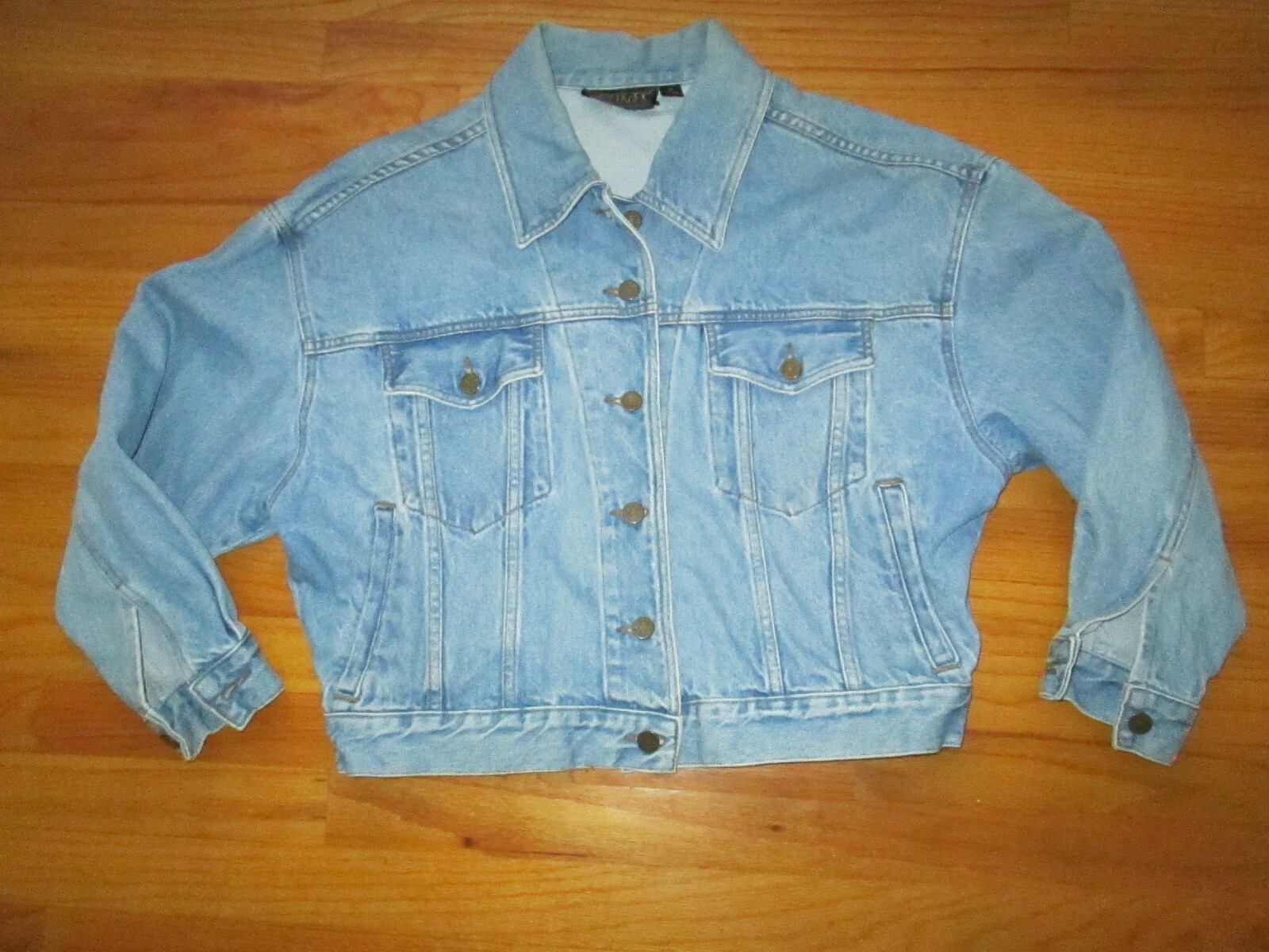 KAREN KANE Vtg 90s Arc de Triomphe Tapestry Custom Denim Jean Jacket LADIES USA