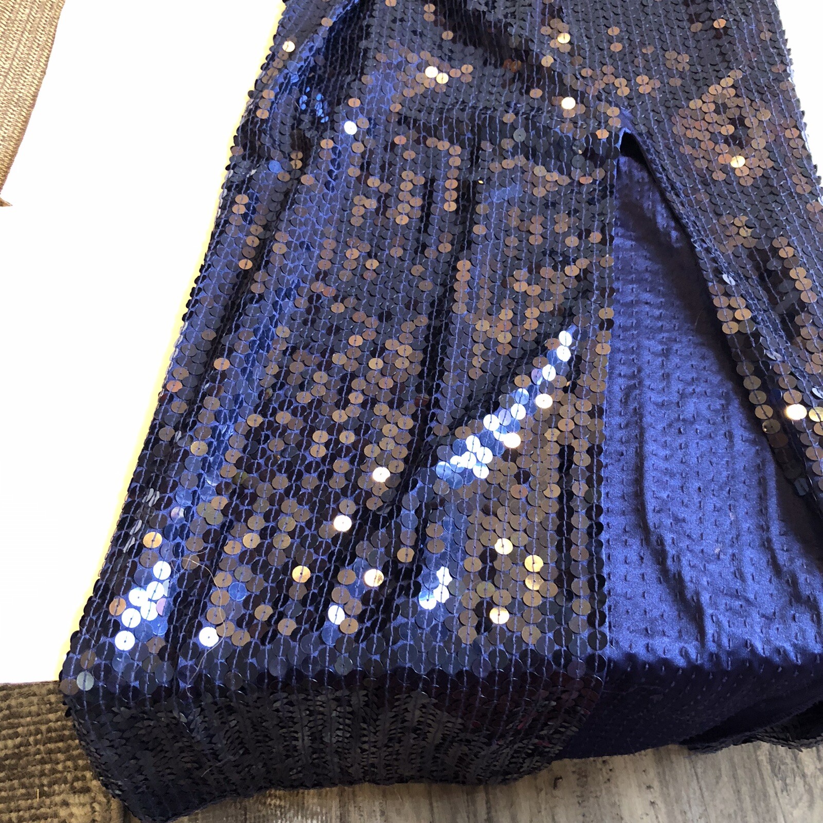 Lillie Rubin Exclusive Heavy Blue Mermaid Shimmer Sequin Beaded Dress VTG Size 2