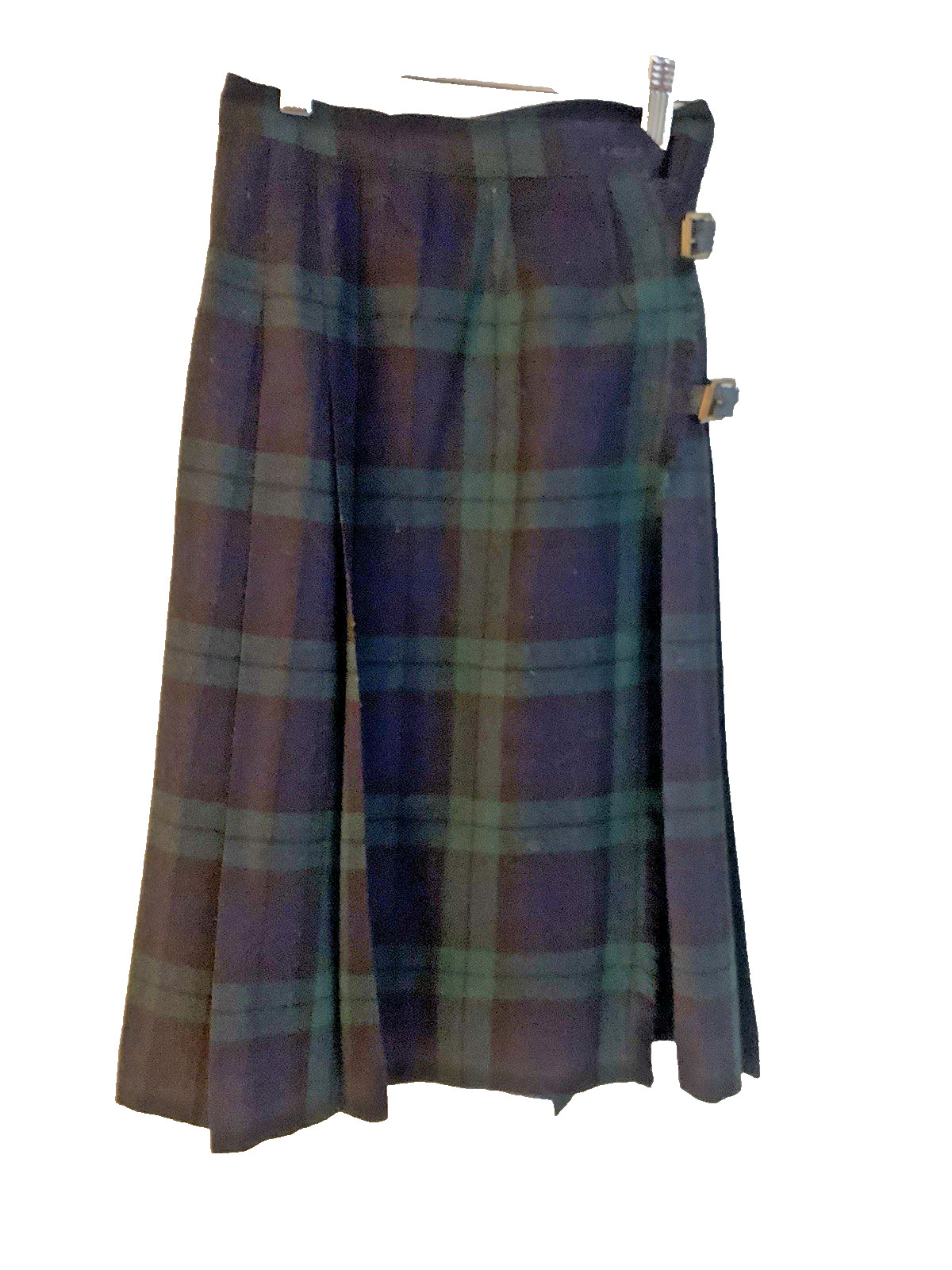 1960’s VTG Woman’s Green and Blue Wool Kilt Pleated Union Label (ILGWU) Small