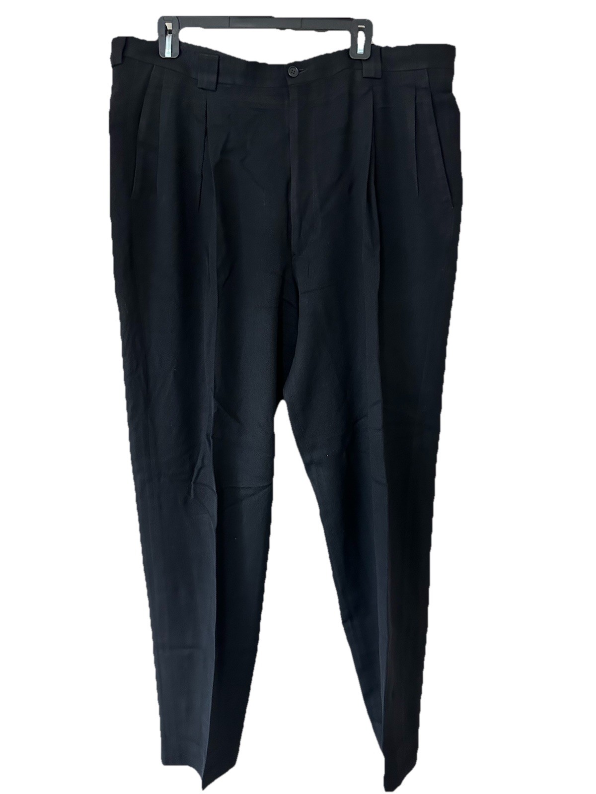 (NEED REPAIR) VTG Armani Collezioni Relaxed Black 100% Wool Pleated Pants 38×33