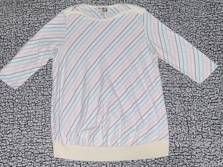 Vintage 80s Sears Maternity Wear Pastel Striped Shirt Sz Medium 11/12-13/14 Boho