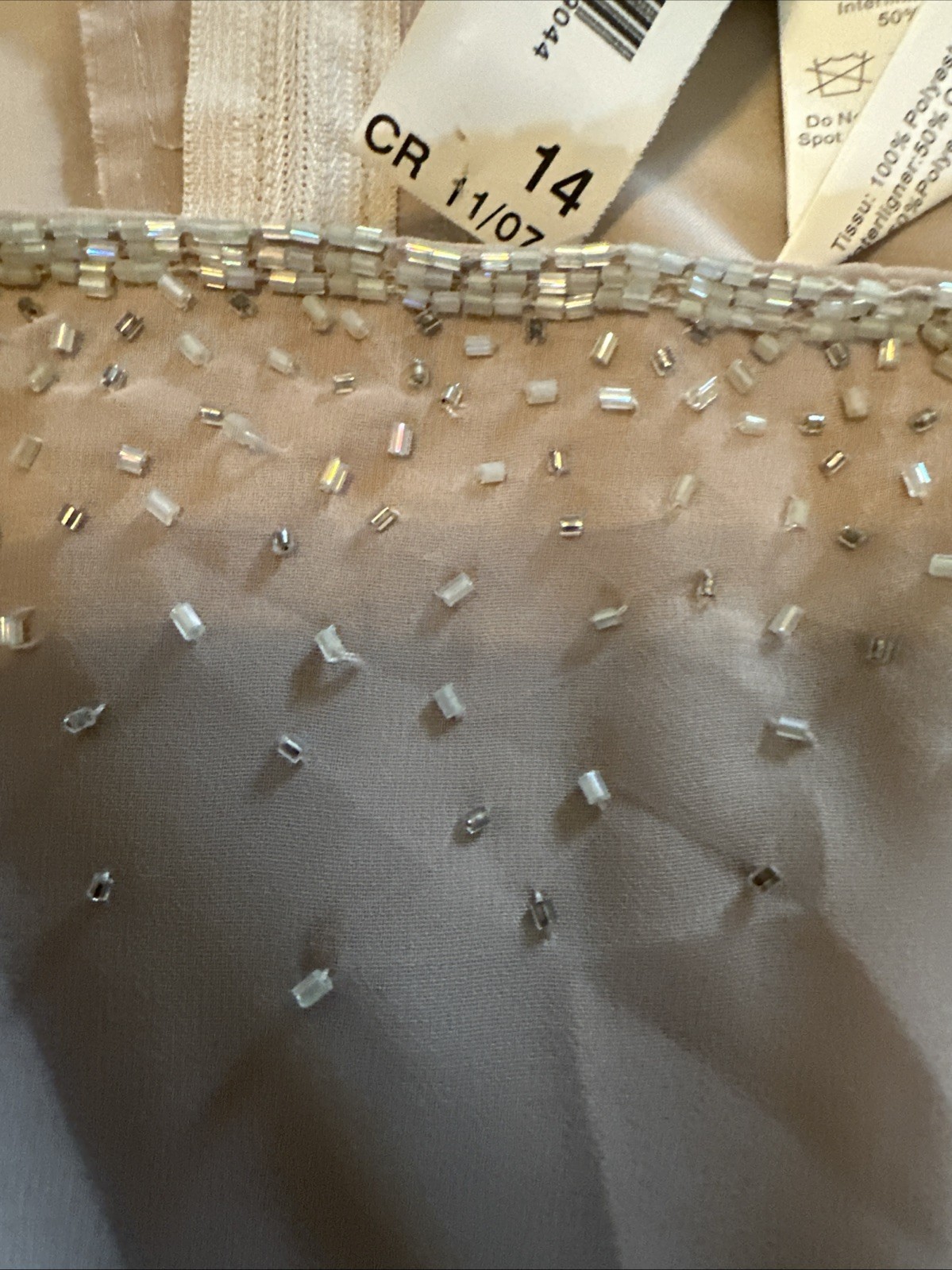 Vtg Taupe Formal Beaded Dress W/Sheer Jacket Sz 14 MOB Cruise Wedding