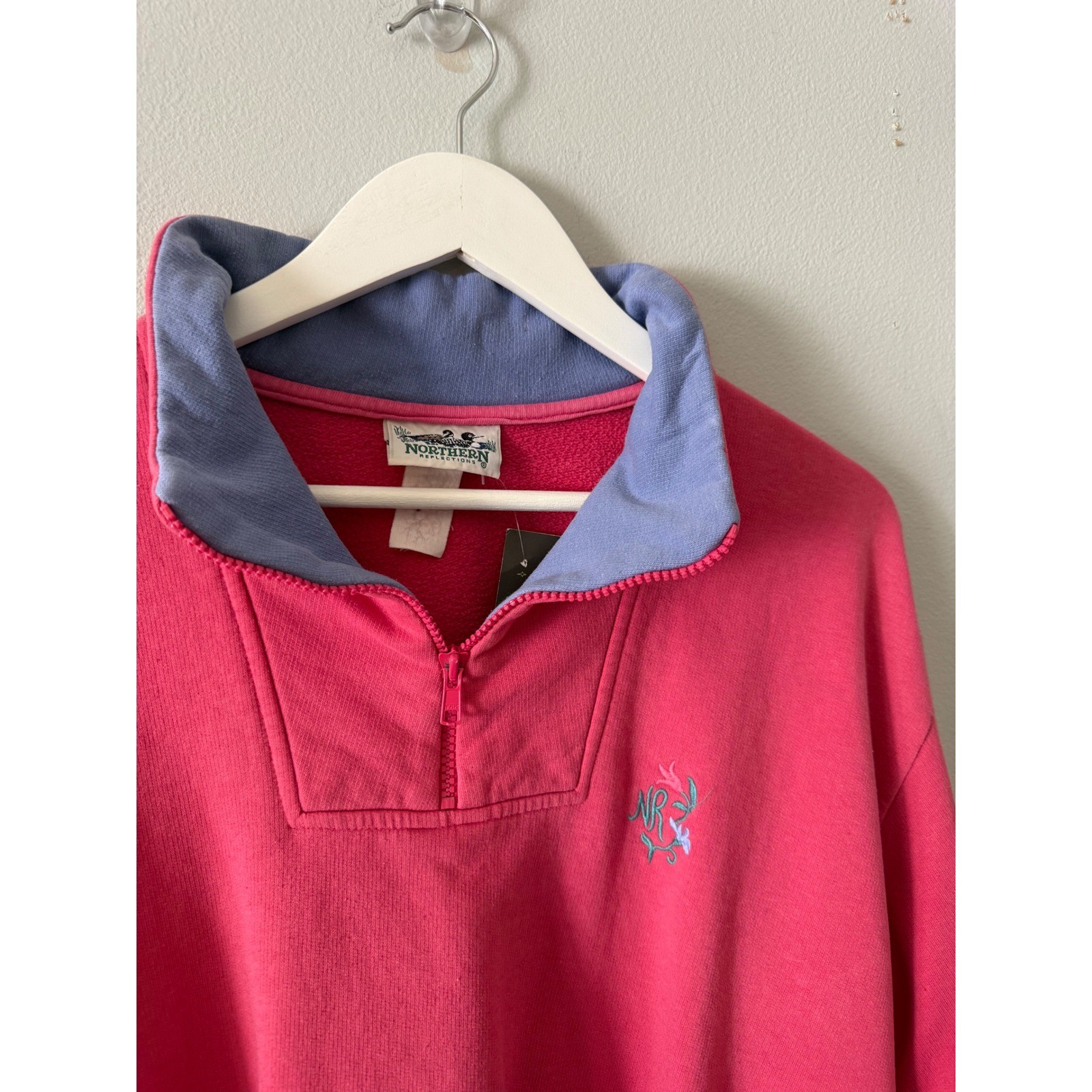 Vintage Northern Reflections Quarter Zip Sweatshirt Pink Embroidered