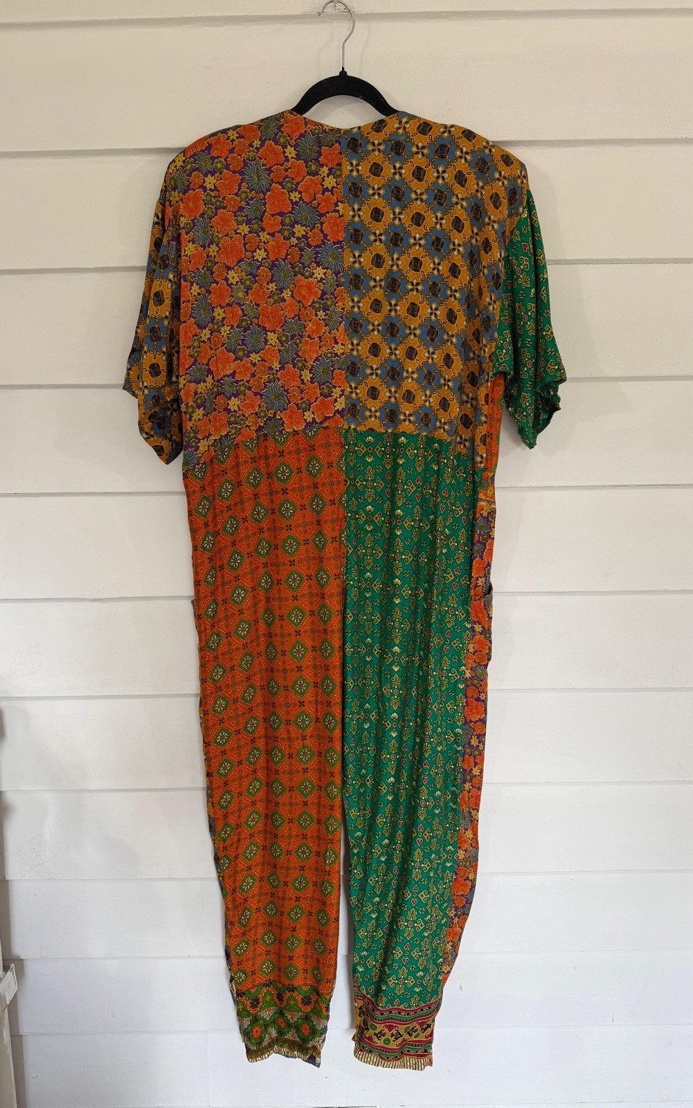 Vintage 90s OK Mike Hip Hop Relaxed Patchwork Flowy Romper Jumpsuit One Size