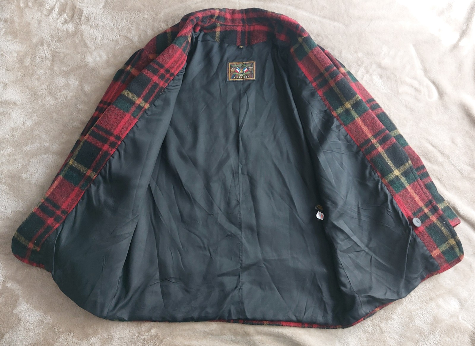Vtg French Country Express Women’s Tartan Plaid ILGWU USA Wool Blend Coat | L