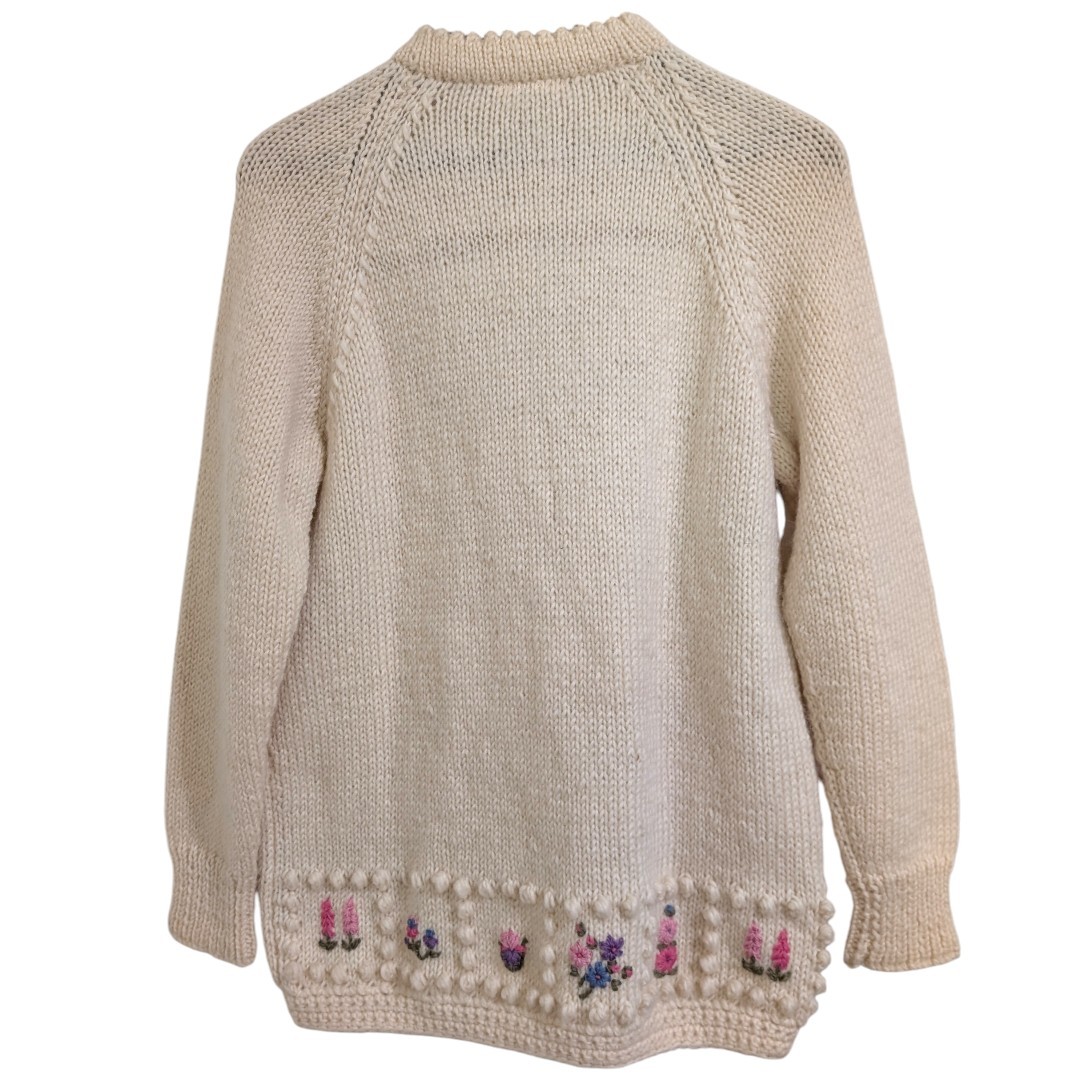 Vintage Handknits of New Zealand Pure New Wool Floral Bobble Cardigan Large