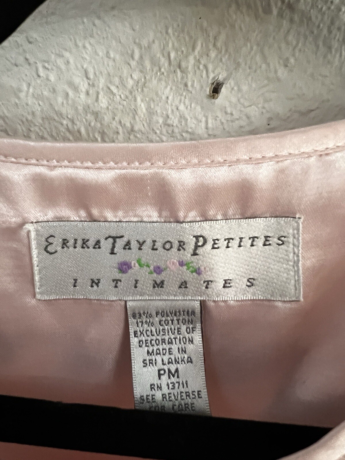 Vintage Erika Taylor Petites Intimates M Granny Core Pink Satin Nightgown