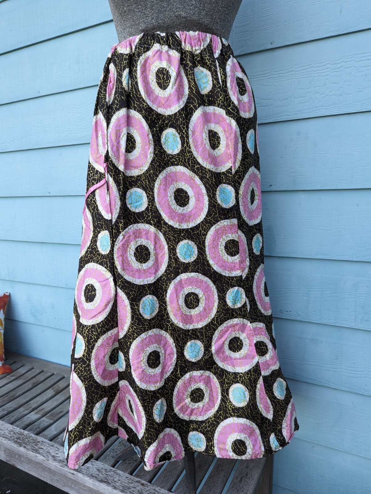 Homemade Womens Donut Skirt Pink Donuts Elastic Band 24″ To 34″ Cottage Core