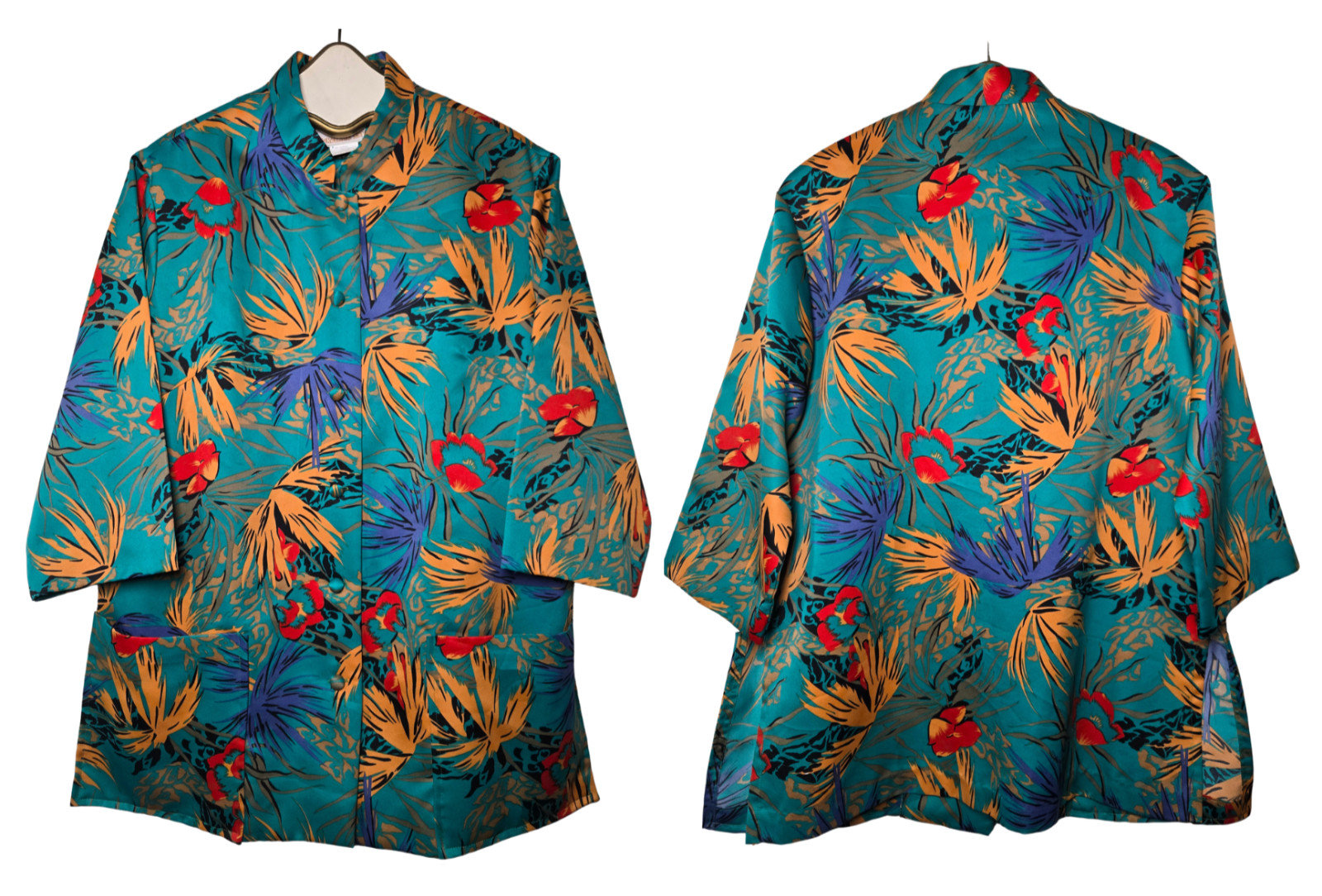KIMO’S POLYNESIAN SHOP Tropical Floral Tunic Jacket Coat Made in Hawaii SZ 20