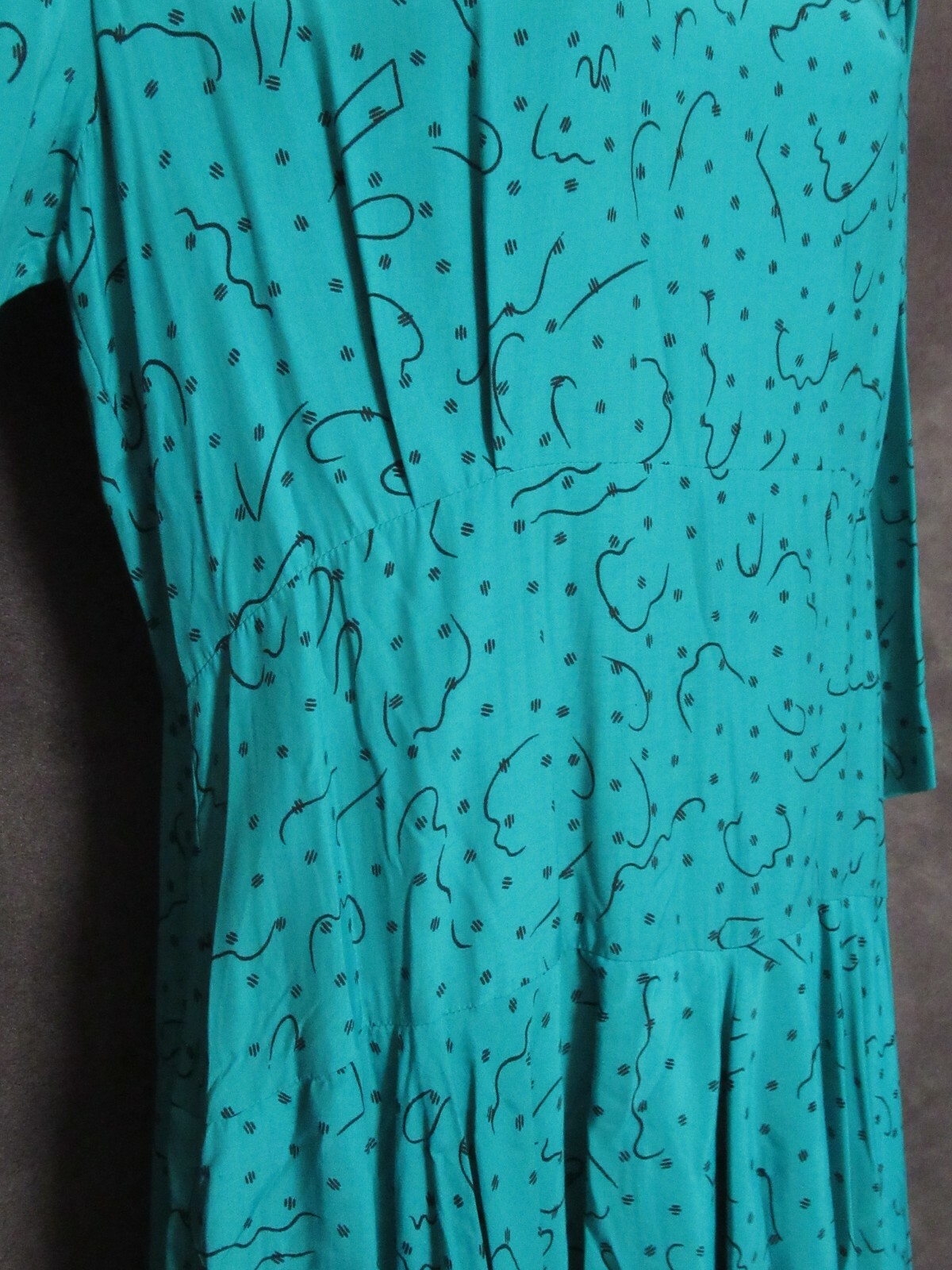 Jane Schaffhausen Belle France Teal Black 3/4 Sleeve 80’s Belted Peplum Dress 14