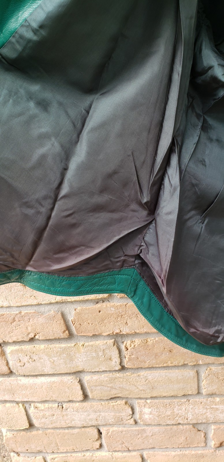 VTG 80s Jean Claude Jitrois Green Leather Jacket Sz 42 Designer Art FLAWS