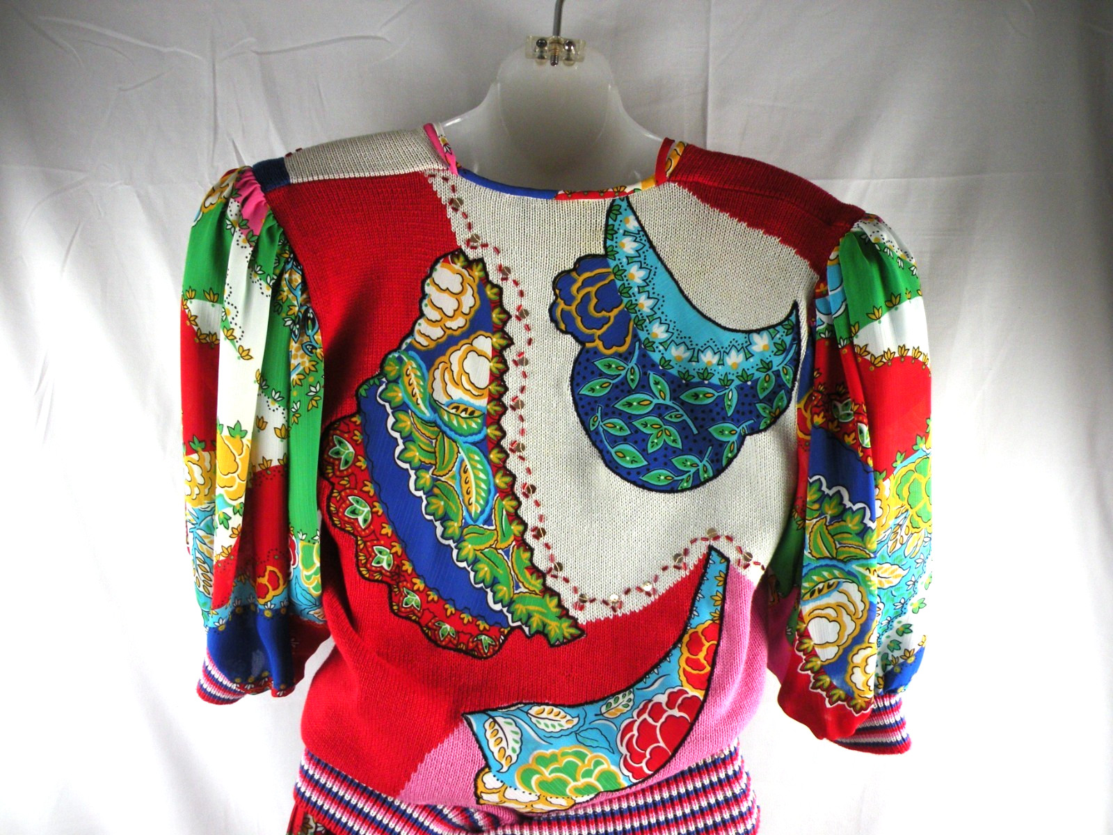 Vintage 80’s Diane Freis Georgette Skirt and Sweater Set Floral Small