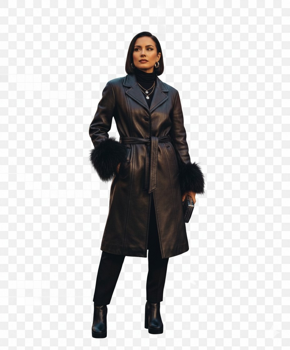 Vintage North Beach Leather Coat with Fur Cuffs