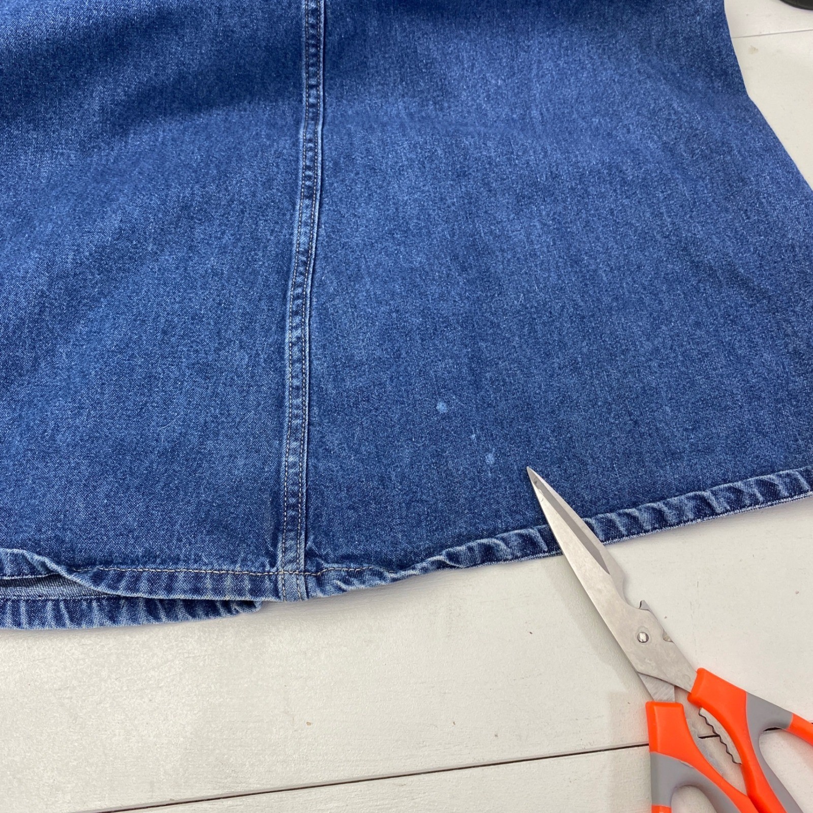 Forenza Denim Pinafore Suspender Skirt Dress Womens 14 Vtg 90s Overall Midi Bibs