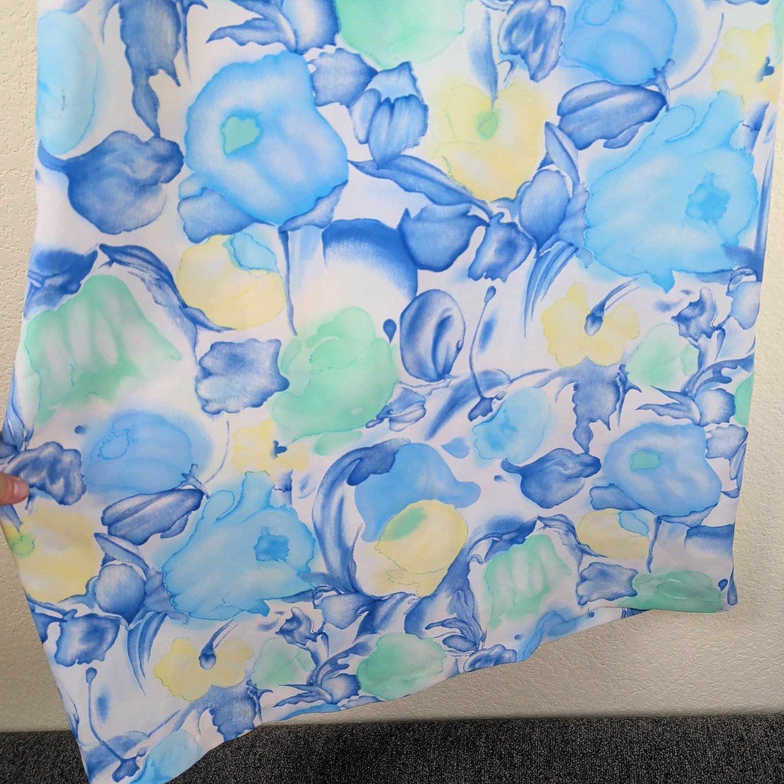 Diamond Tea Vintage Watercolor Floral Maxi Dress Large Blue Green Loungewear 90s