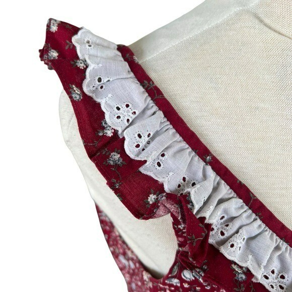 VTG Hilda Hawaii Cottagecore Prairie Maxi Sundress Ruffle Lace Calico Floral Sm