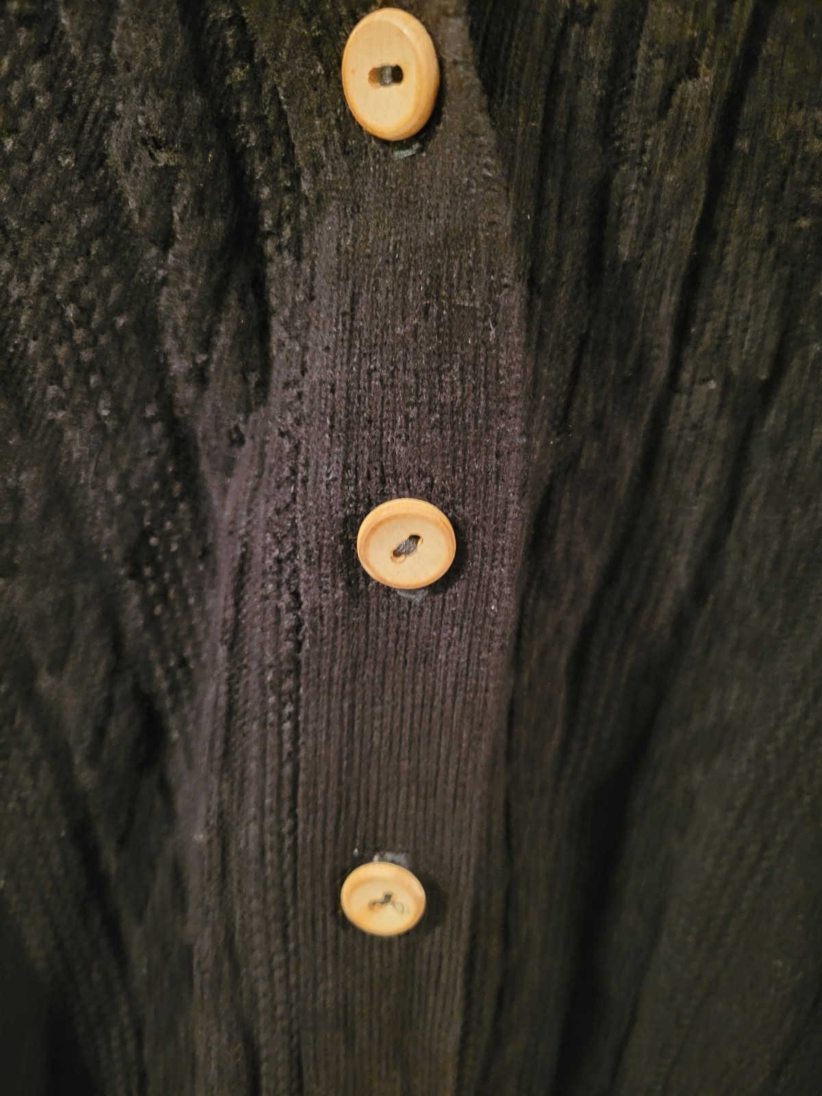 Vtg 70s Black Cable Knit Sweater Vest Cardigan Button Up Acrylic Grandmacore S