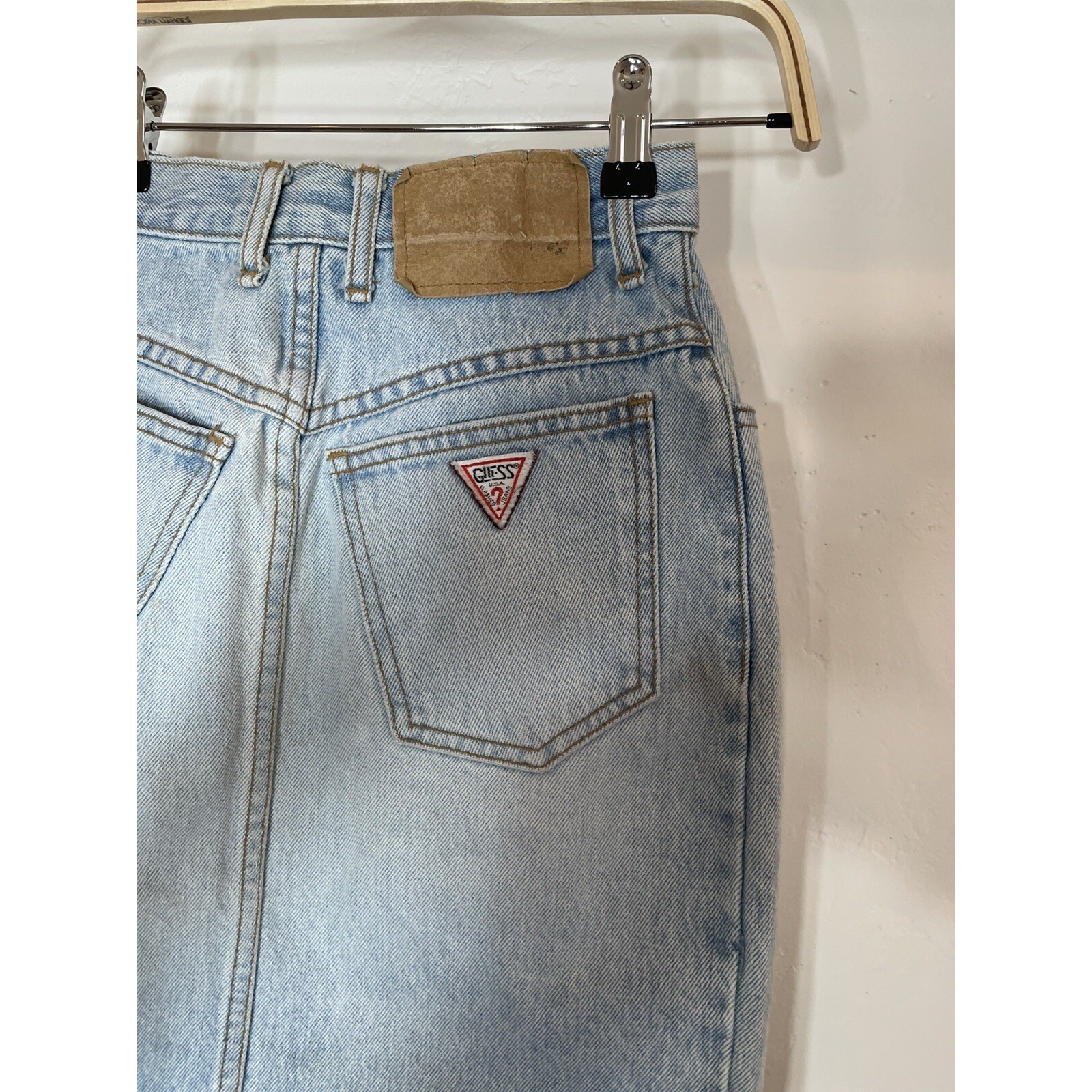 Guess Georges Marciano Denim Skirt 10501 SZ 24 VTG 80s 90s Light Wash USA