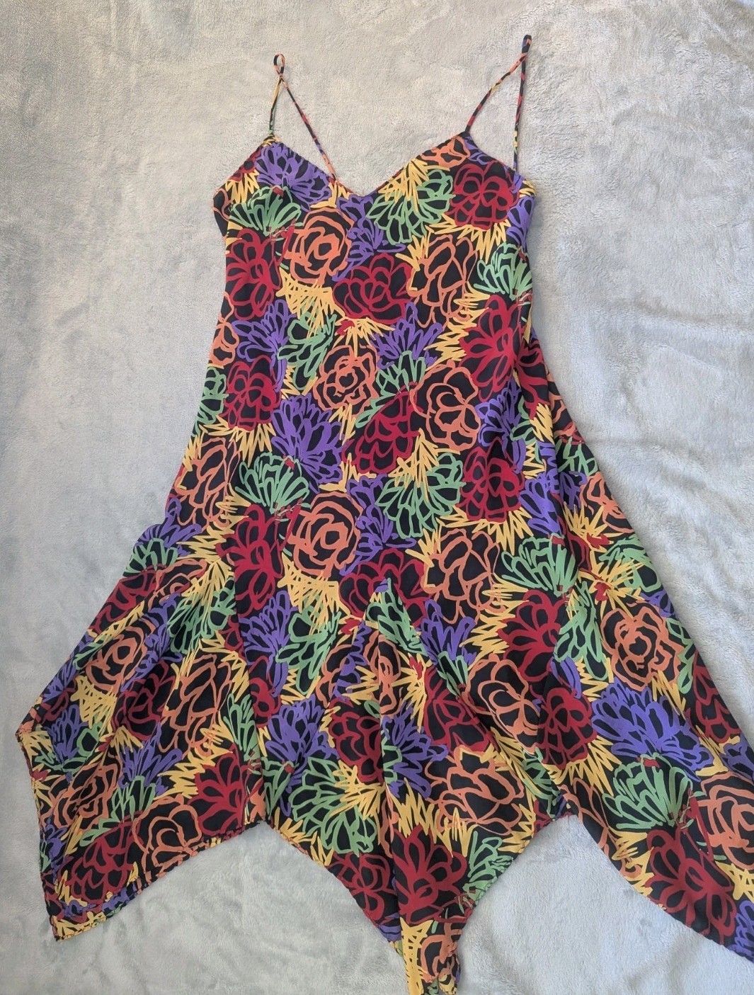 Vintage Papillon by Paula Carbone Fairycore Handkerchief Hem Slip Dress Medium