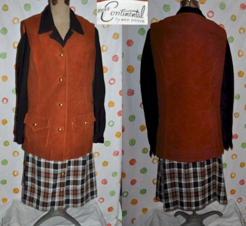 vintage NED GOULD 60’S DRESS w VEST Womens small -med CHIC MOD EUC