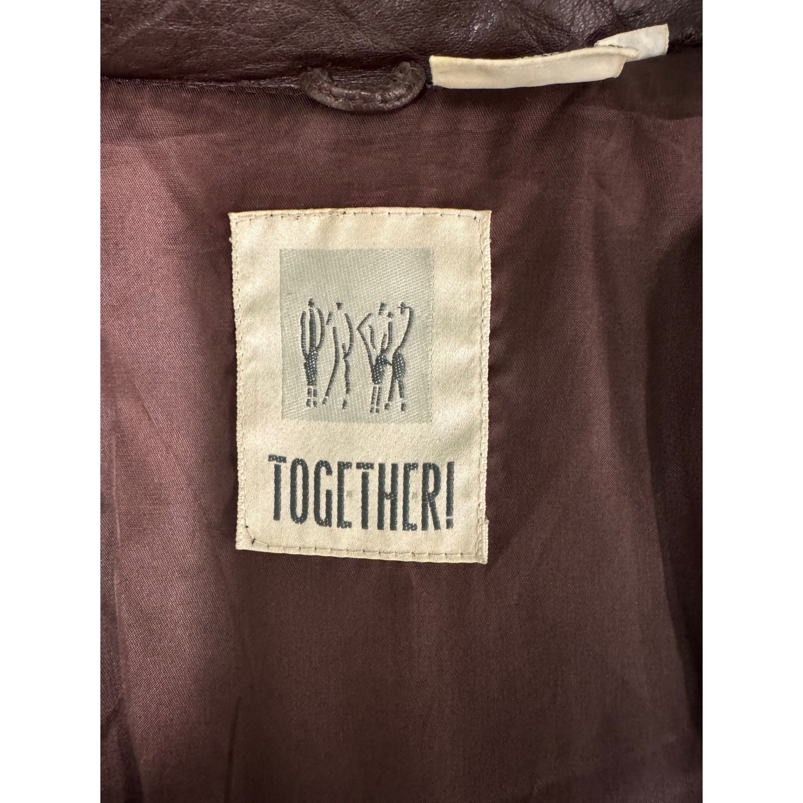 Together! Vintage Brown Leather Trench Coat Double Breasted Belted Jacket Large