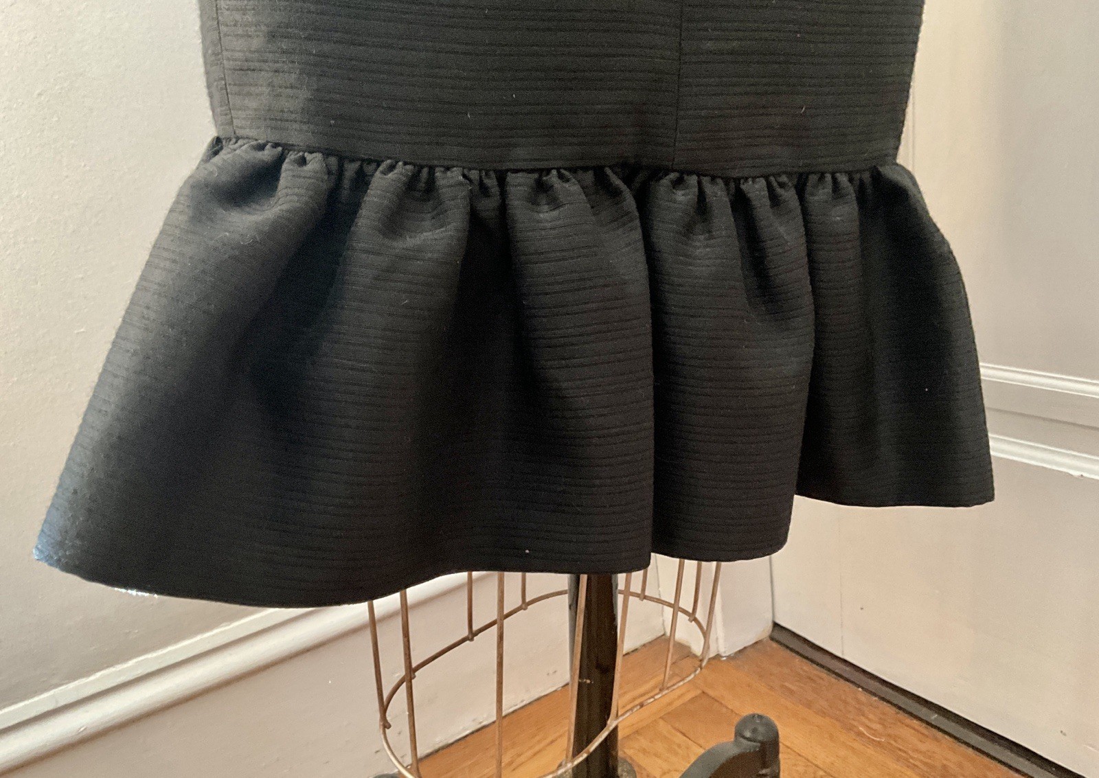 Vintage Early 1960’s Little Black Faille Dress with Flounced Hem