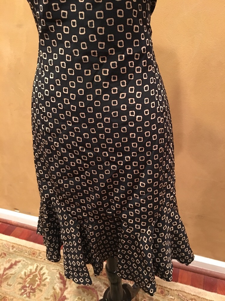 Arnold Scaasi Vintage Black Silk Square Design Ruffle Cocktail 10 Formal