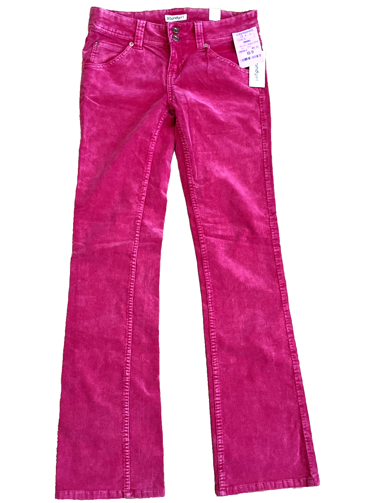 Vintage Soundgirl Pink Corduroy Skinny Leg Flared Pants Size 7 NWT Pockets Retro