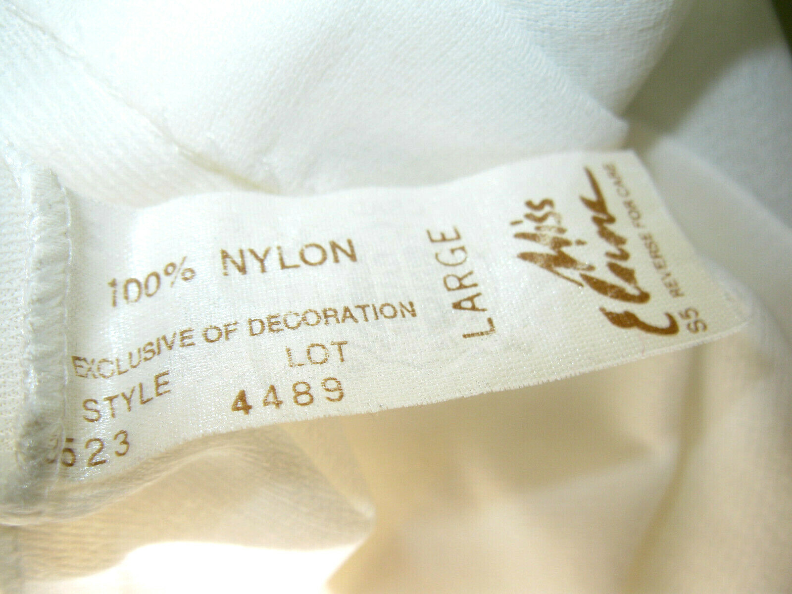 VTG Miss Elaine White Nylon Peignoir Robe Pansy Embroidery sz L ~ USA~ILGWU