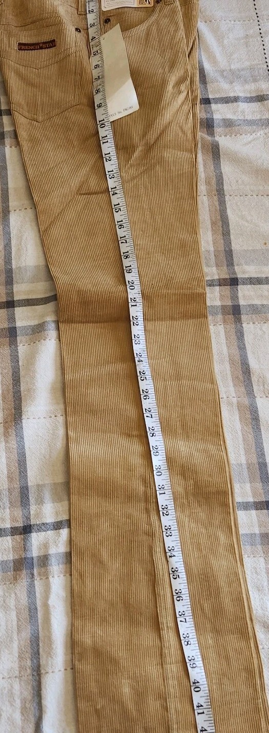 Vintage 80s French Star TAN Corduroy Jeans Waist 28 RN 51611 CA 51611