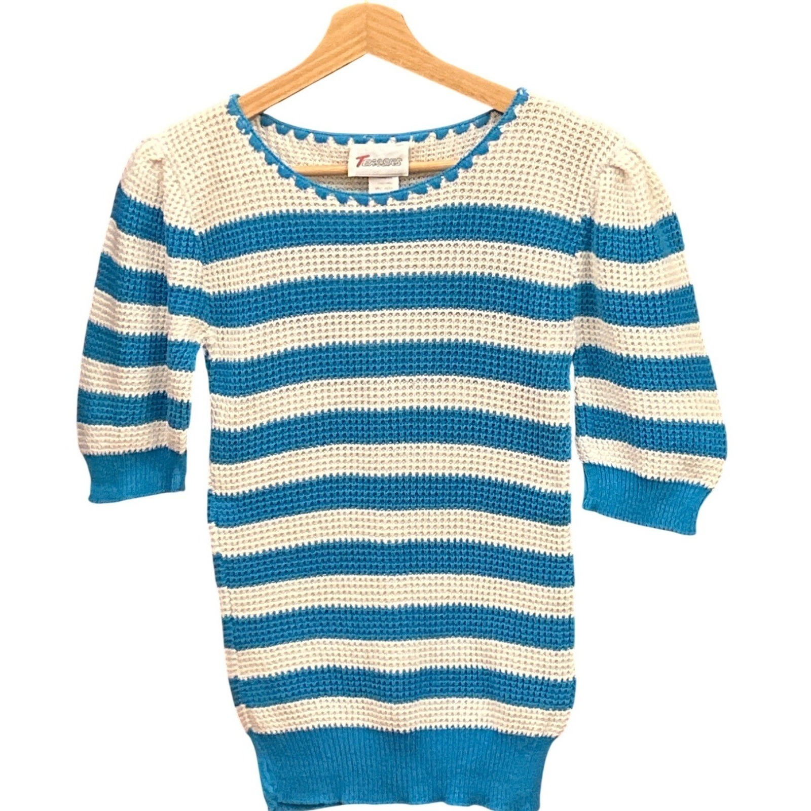 Vintage Teasers Striped Knit Top Nautical Coastal Grandmother