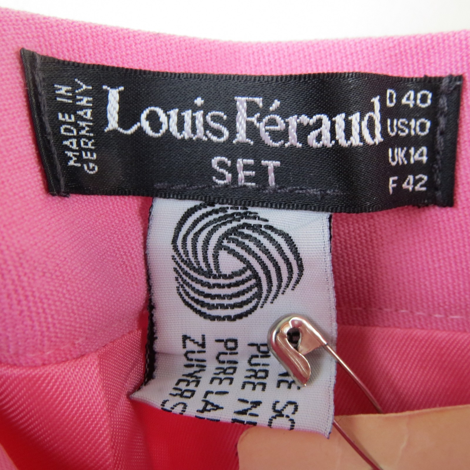 vtg. 80s Louis Feraud Pink Skirt US 10 100% Pure New Wool Tailored Midi Germany