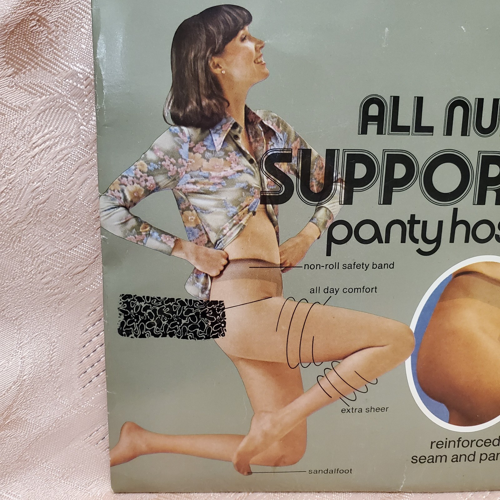 Vintage All Nude Support Panty hose W/ Model Size B 130-160 Lbs Off White