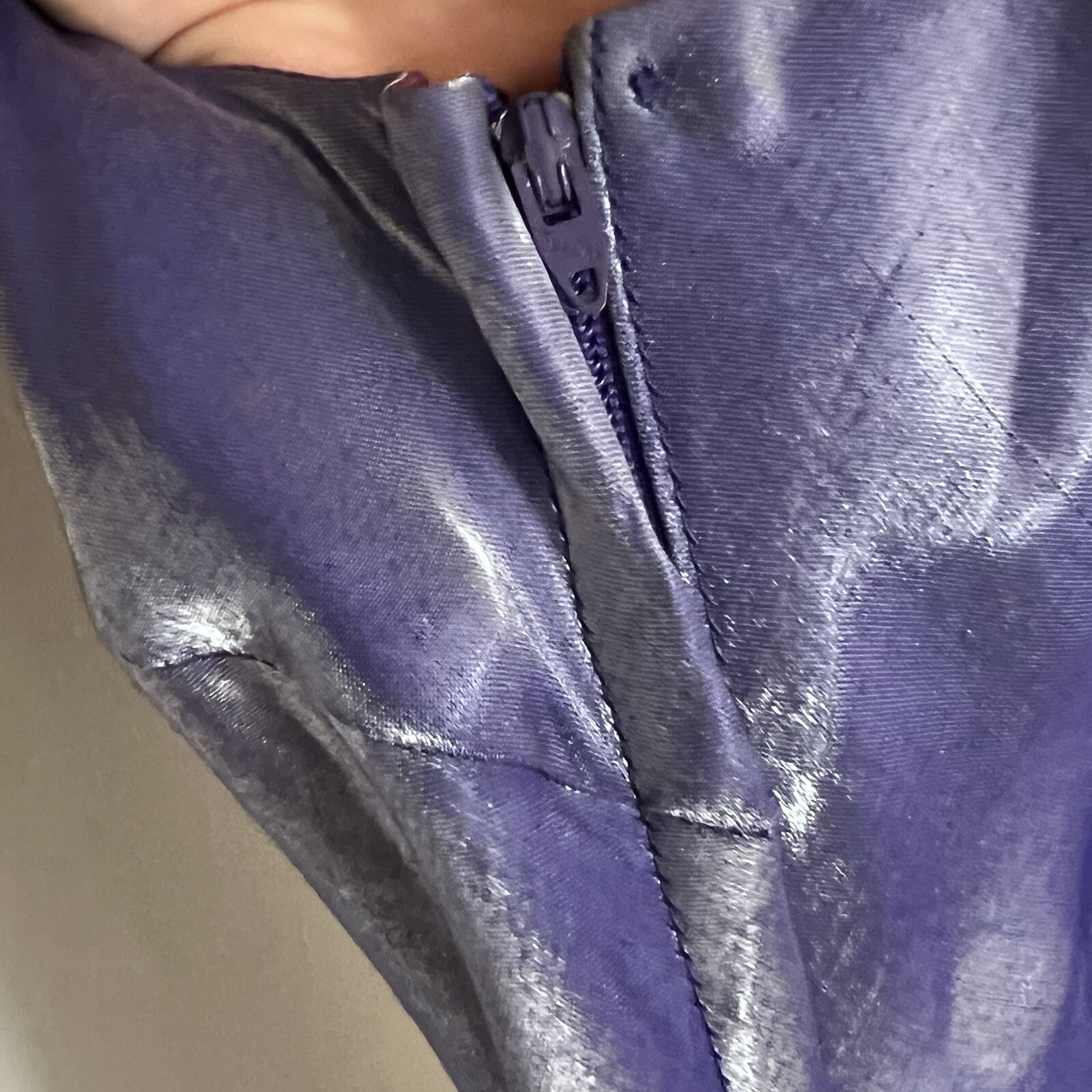De Laru Dress By Sheila Yen Purple Lilac Size 5/6 Shiny Metallic Minidress