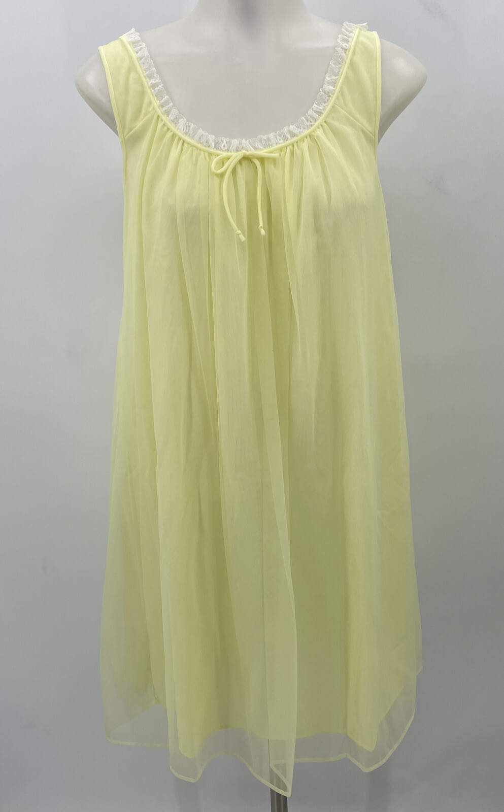 VTG Lisette Al Sterling Yellow Sheer Chiffon Nightgown and Robe Peignoir S