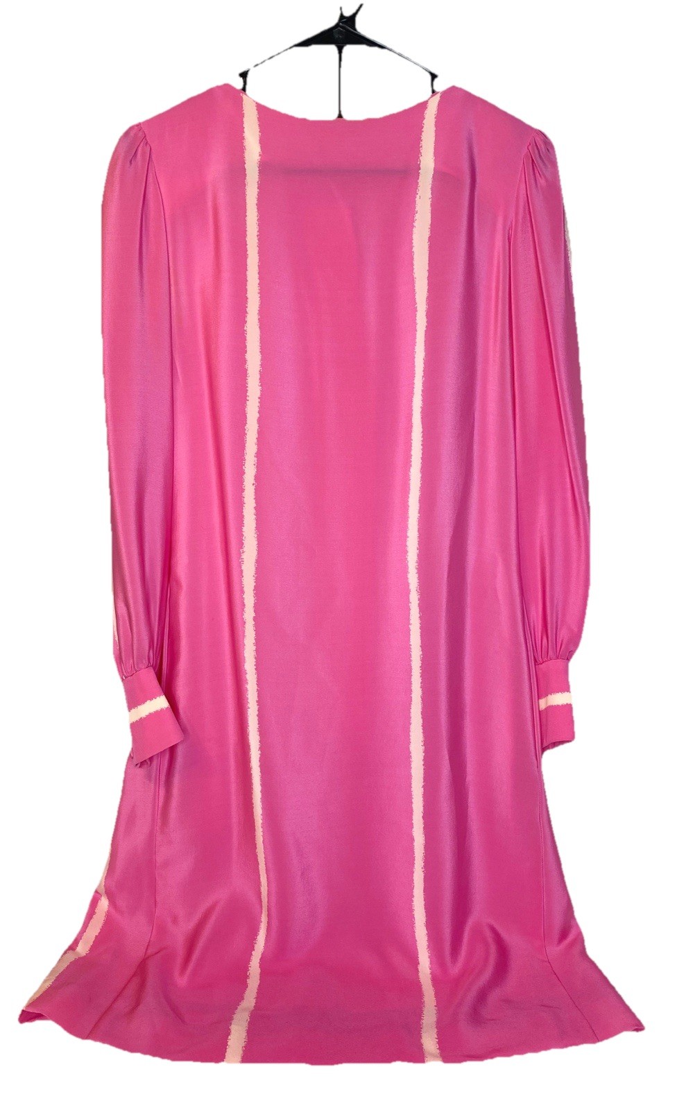 Vtg 80’s David Hayes Saks Fifth Ave Pink SIlk Shift Dress Mod Stripe Size 12