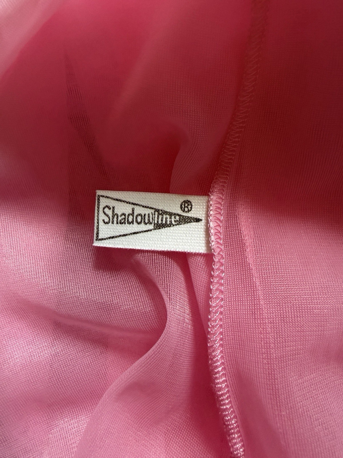 Vintage Pink Sheer Chiffon Nylon Babydoll Nightgown Lace Yoke Button Front M