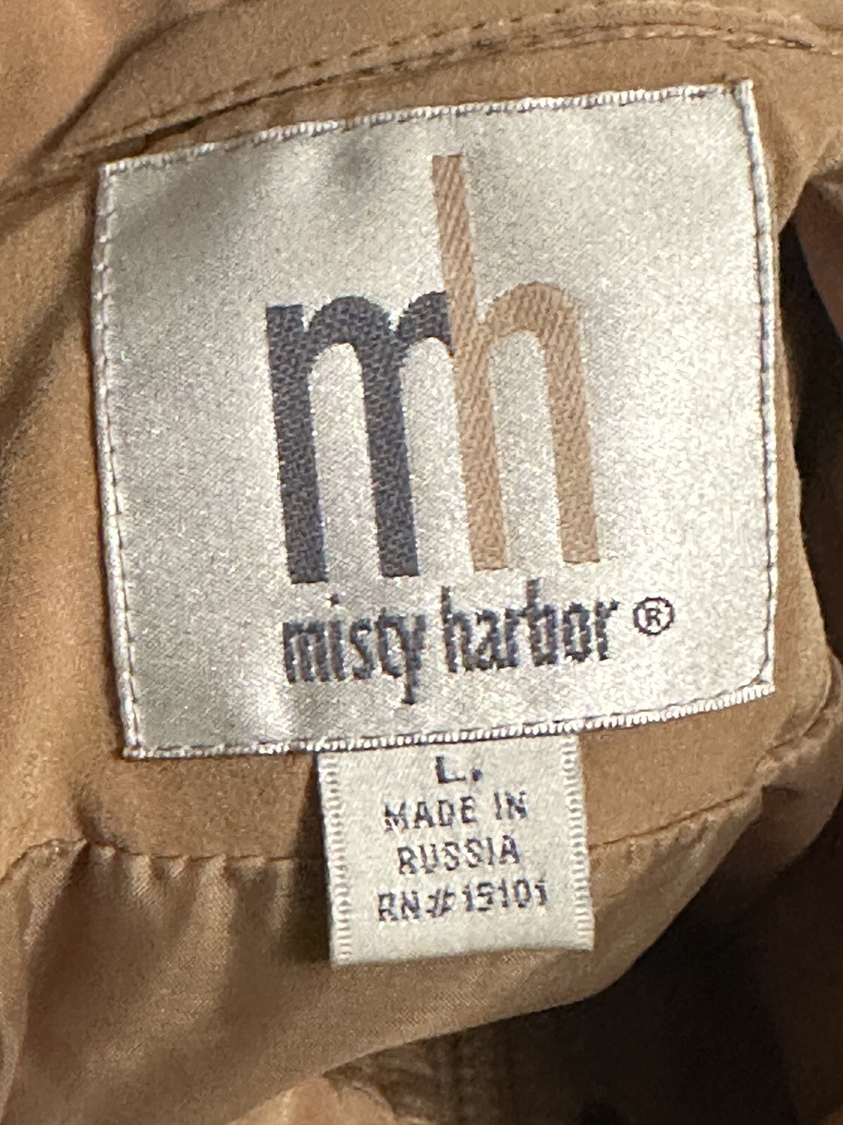 Vtg Misty Harbor Trench Rain Coat Jacket Womens Large Tan Lined classic Spy