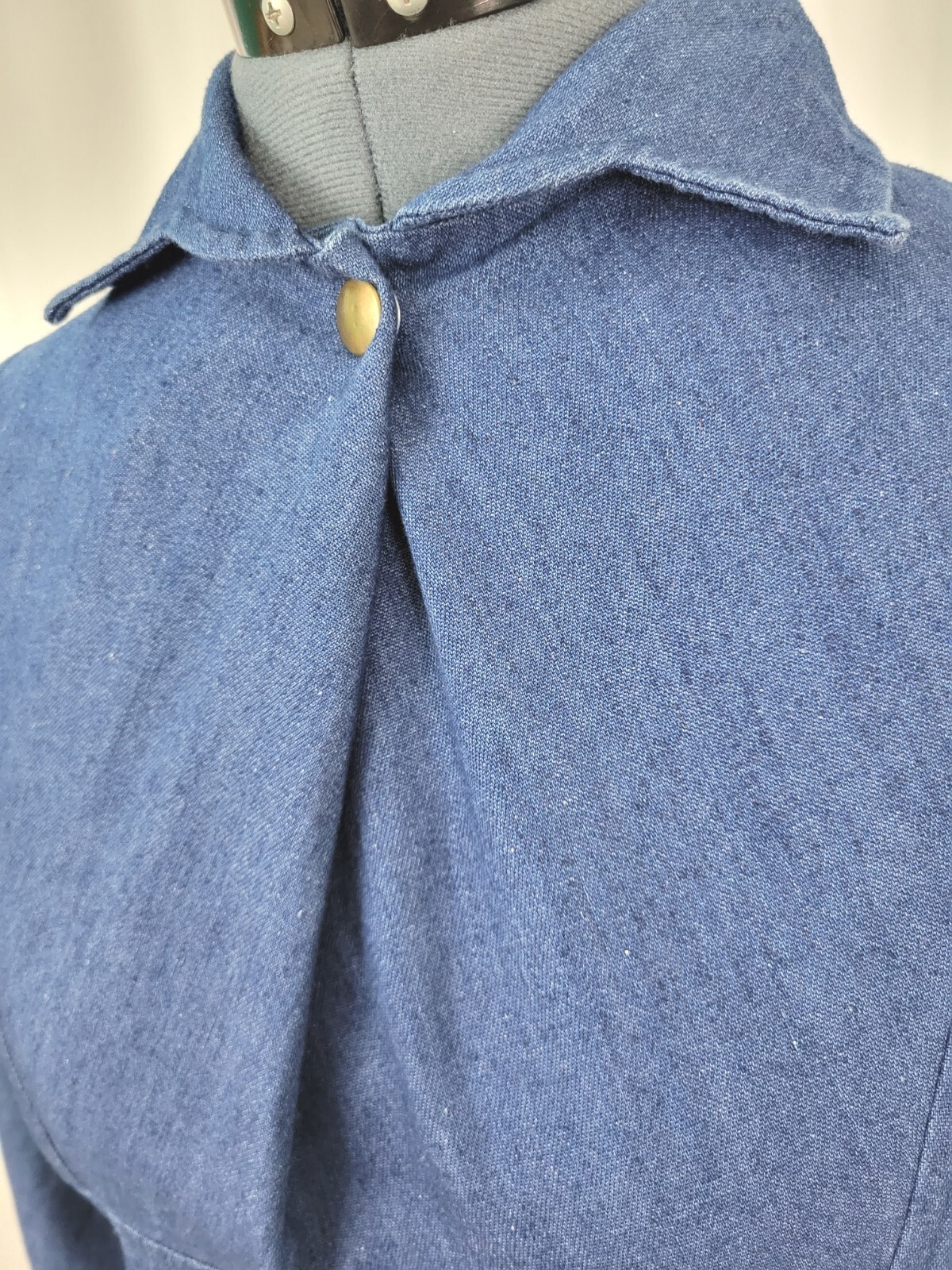 Vintage Impromptu Denim Dress w Snap Gathered Bib & Elastic Waist Size 9/10